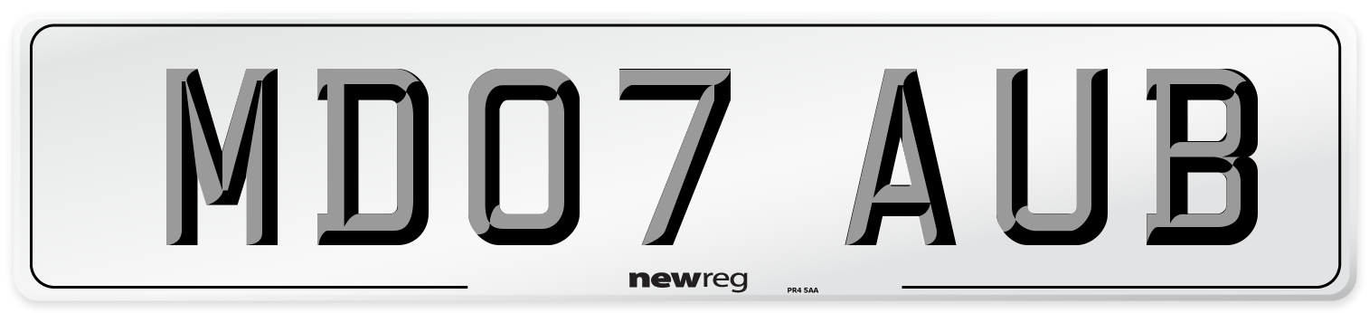 MD07 AUB Number Plate from New Reg
